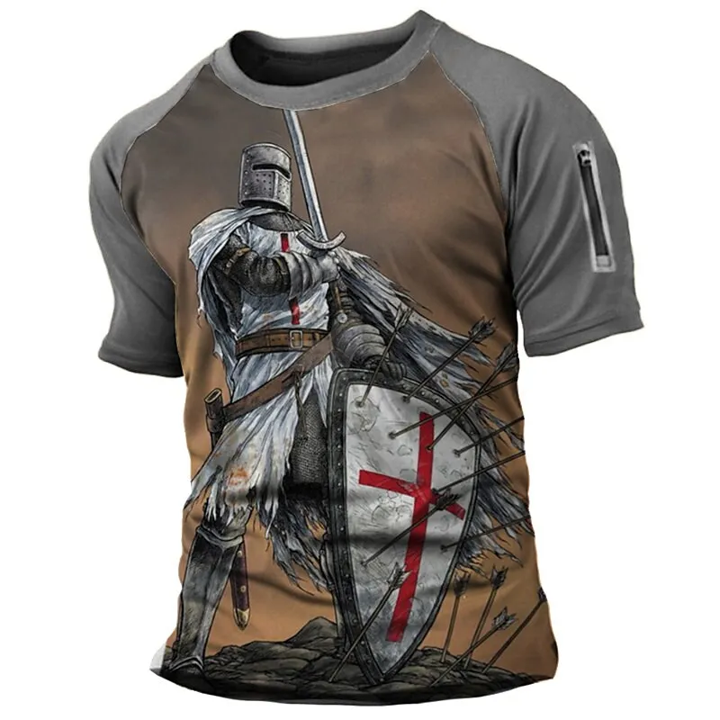 

Fashion Knight Print T Shirt For Men Street Retro Harajuku