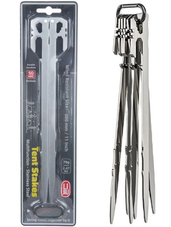 Durable Stainless Steel Tent Stakes Set - 6-Piece Ground Anchors