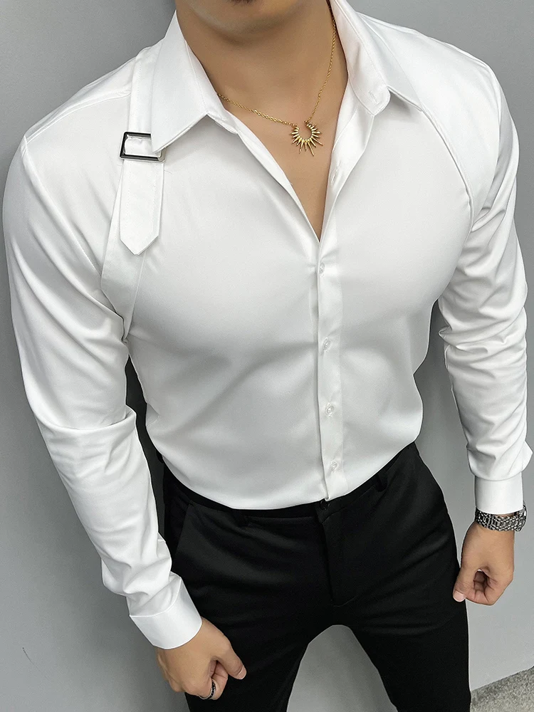 White Shirt With Shoulder Straps 2024 Fashion Shoulder Strap