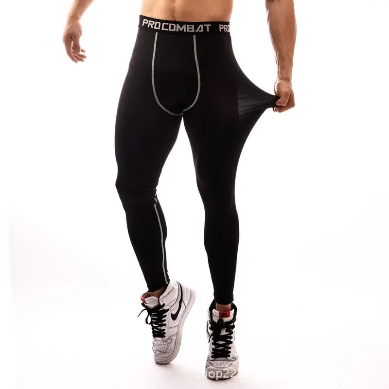 Negro Gris - Leggings Deportivos para Hombre
