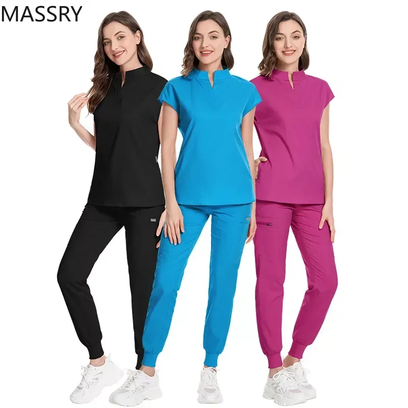 

Medical Uniform Women Scrubs Sets Tops Pant Surgical Gowns Nurses Accessories Pet Shop Doctor Beauty Spa Salon Clothes 세면복