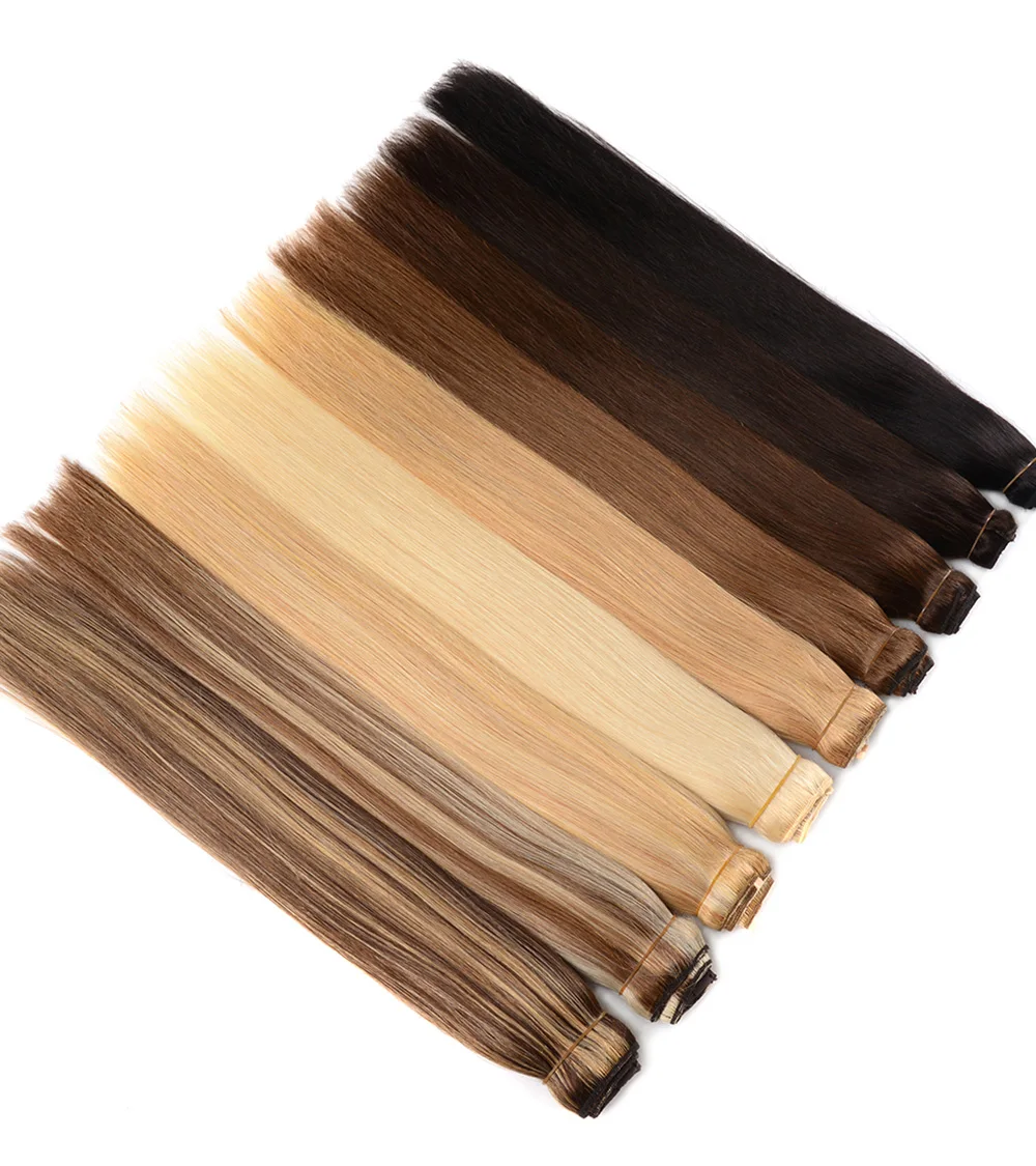 14"-24" Piano Color One Piece Clip in 100% Real Human Hair Extension 1Pcs/5 clips Machine Made Remy Natural Straight Hair