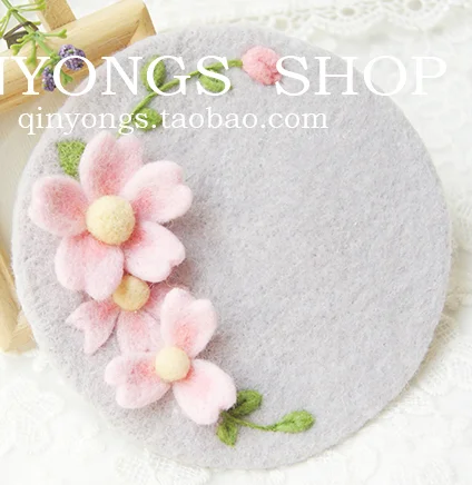 Cherry and snail animals cartoon set wool needlepoint kit wool felt needle felting coaster craft needlecraft DIY handmade