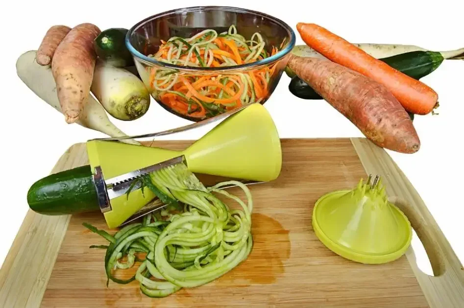 多機能スパイラル野菜カッター、じょうご野菜カッター、回転