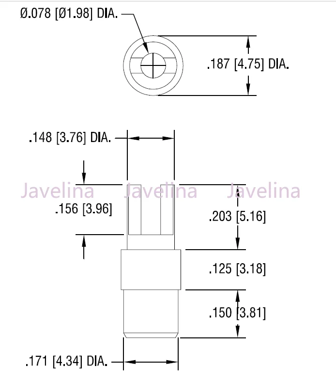 PIN100F 금도금 테플론 포크형 절연 단자 PTFE 단자 고저항 테플론 내장 단자