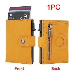 Luxury RFID Carbon Fiber Slim Men's Wallet - Minimalist Credit Card Holder with AirTag Pocket (Yellow)