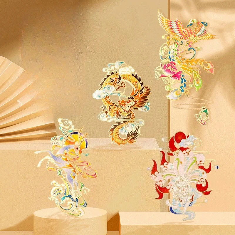 Palace Museum Cultural and Creative Metal Bookmarks, Chinese Style Exquisite Brass Hollow Small Gift Send Friends Souvenirs, 1Pc