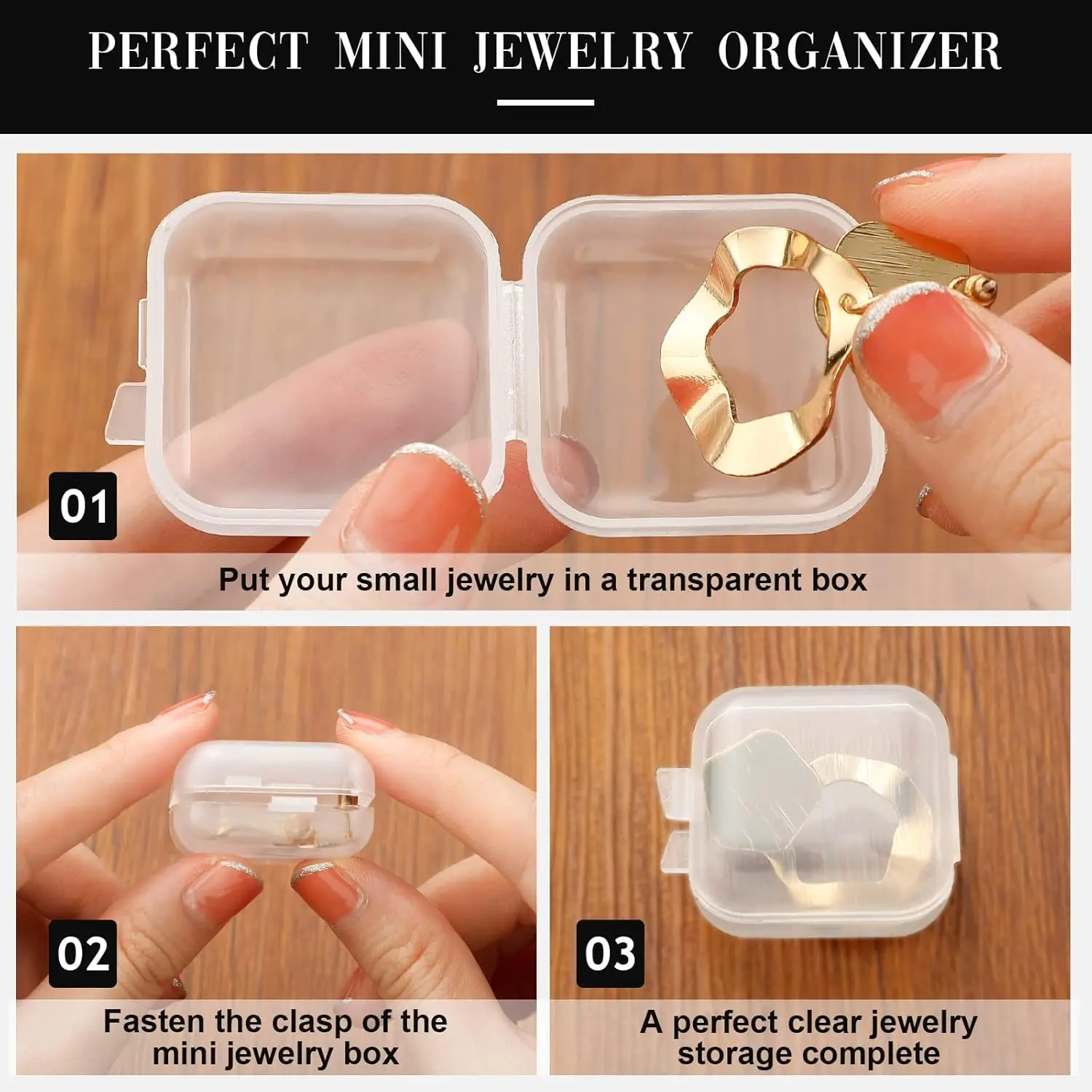 1-100PCS Mini Storage Box Transparent Square Small Plastic Boxes for Earrings Rings Jewelry Packaging Storager Jewelry Organizer