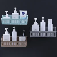 1pcs Japanese-style Plastic Bathroom Shelf Wall-mounted Shower Gel Storage Rack Toilet Free Punch Toiletry Stand 2
