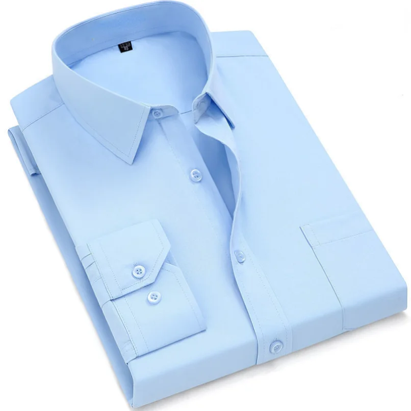 Men's Dress Casual Long Sleeved Shirt Twill White Blue Gray Black Male Shirt For Men Social Brand Shirts 6XL 7XL 8XL 9XL Gozbkf