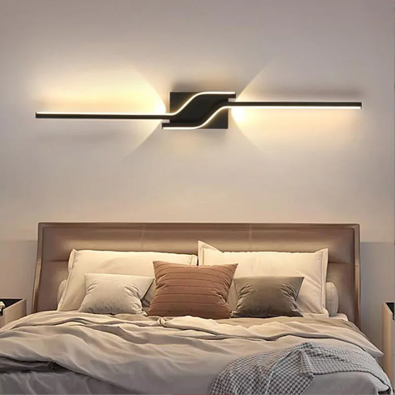 

Modern Creative Strip Led Wall Lamp Minimalist Bedroom Bedside Wall Sconce Led Lights Living Room TV Sofa Background Wall Lamp