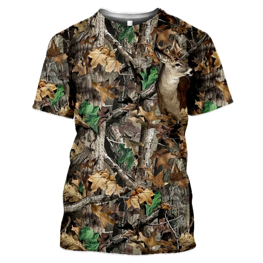 

2024 New Refreshing Summer Men's Clothing Outdoor Jungle Pattern T-Shirt 3d Printed Round Neck Sports Casual Short Sleeved Top