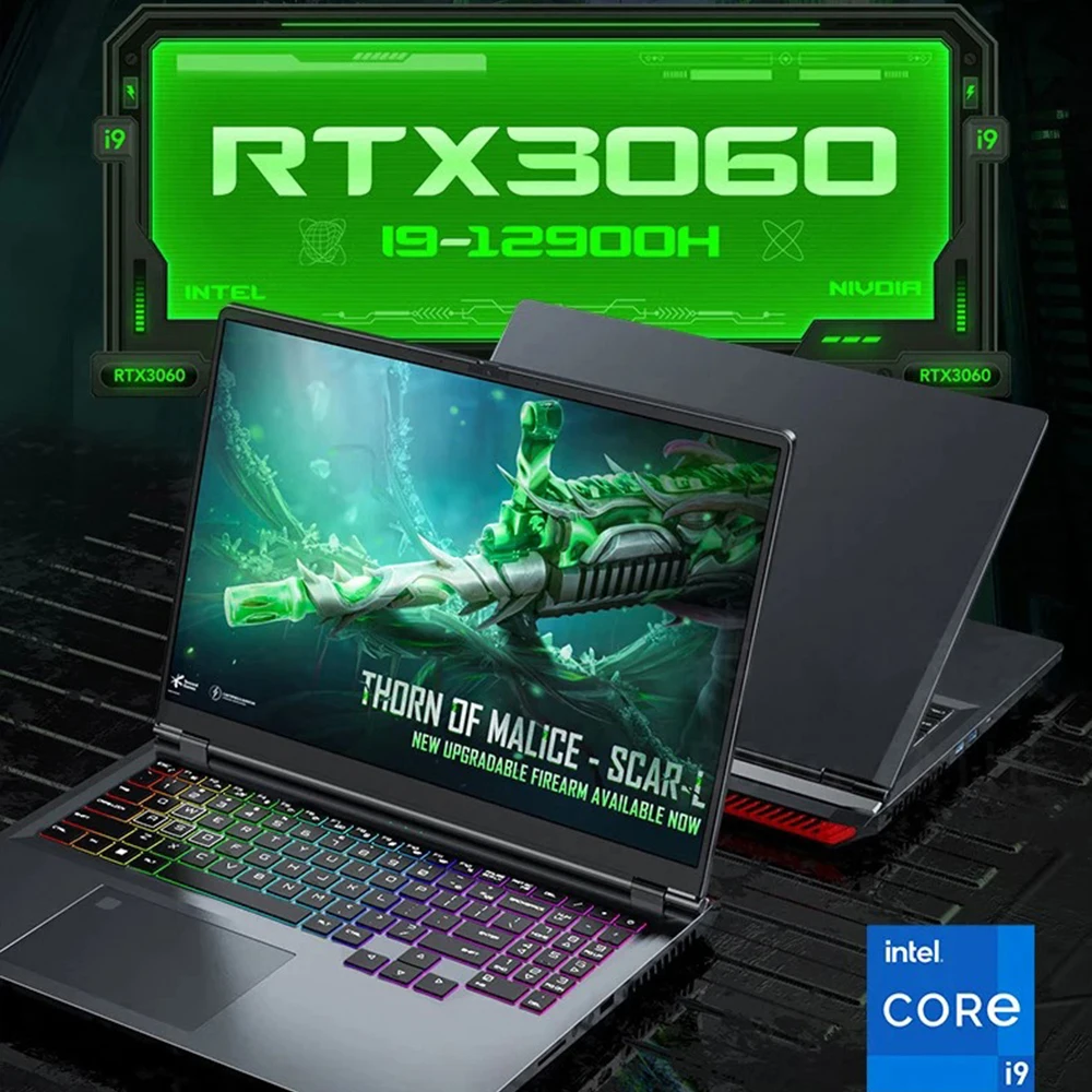 CRELANDER Laptop Gamer 16 Inch Intel Core i9 Processor 2.5k IPS Screen 165Hz RTX 3060 6G RAM 64GB 4TB SSD Notebook Gaming Laptop 3