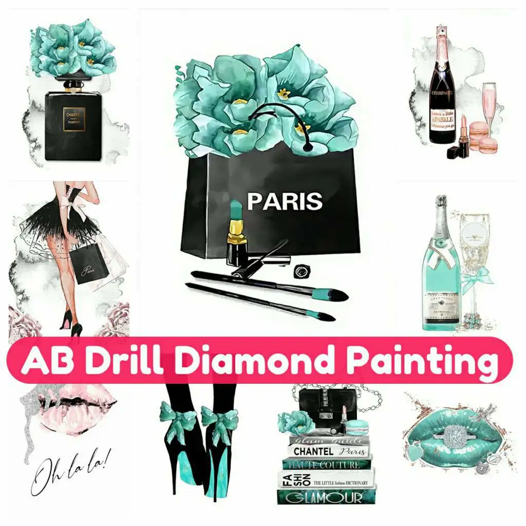 

Modern Fashion Perfume Woman Mosaic 5D AB Diamond Painting Rhinestones Embroidery Cross Stitch Kit Home Decor Gift for Kids