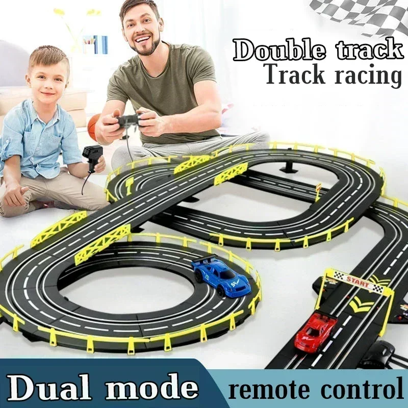 143ElectricRailCarDoubleRemoteControlCarRacingTrackToyAutoramaCircuitVoiture