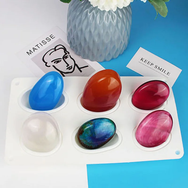 Silicone Mold Multicavity Pebble Stone Shape Soap Candle Resin Plaster DIY Tool