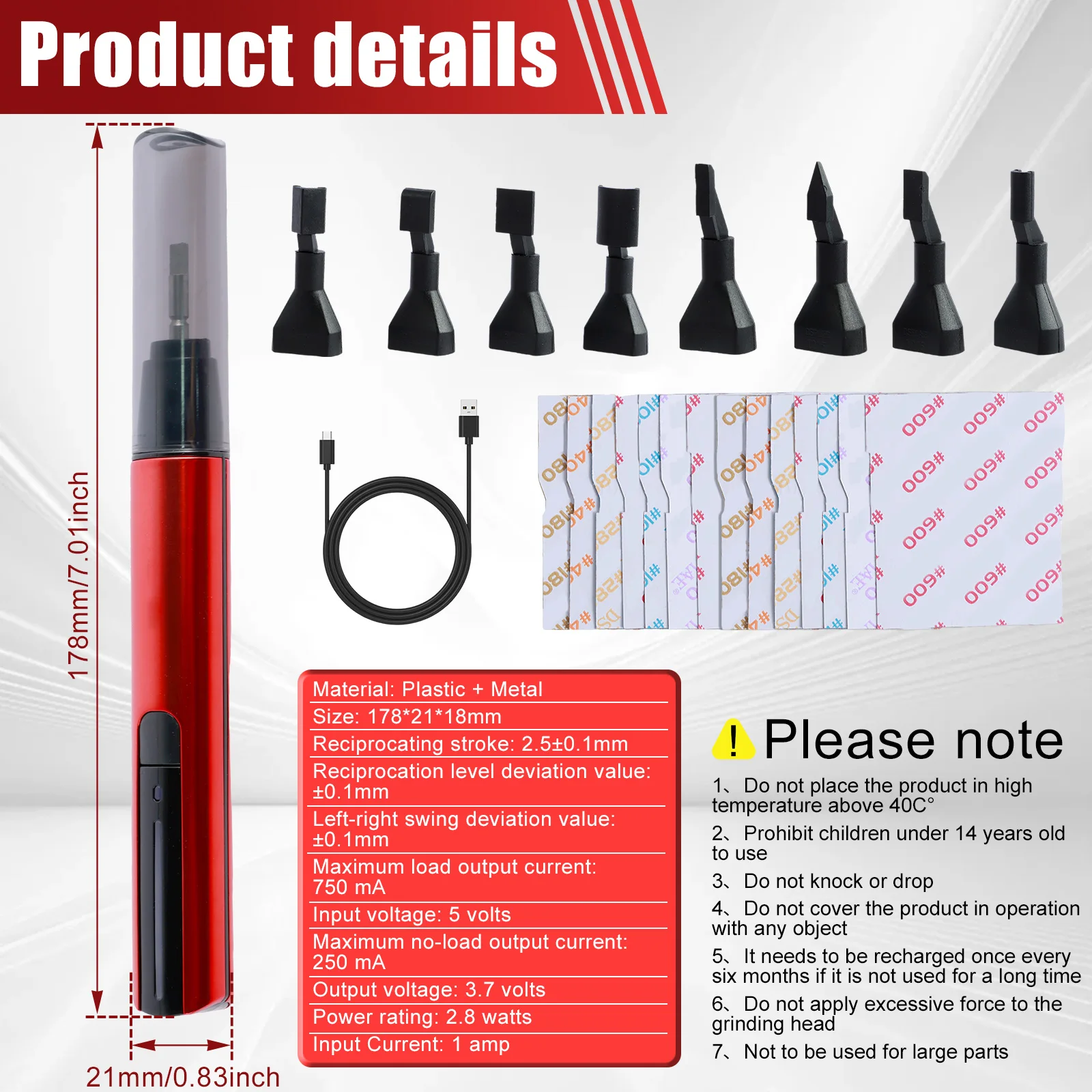 Mini Reciprocating Sander Set Portable DIY Electric Sanding Pen with Overload USB Rechargeable for Grinding Craft Polishing Tool 6