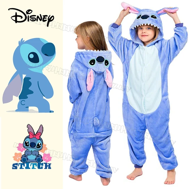 Stitch Kigurumi Niños Pijama Invierno Franela Ropa de dormir cálida Niños  Niñas Animal Onesies Monos-1