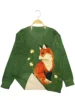Autumn and winter new chic versatile long-sleeved women's top with fox animal digital print pattern stylish women's thin sweater 5