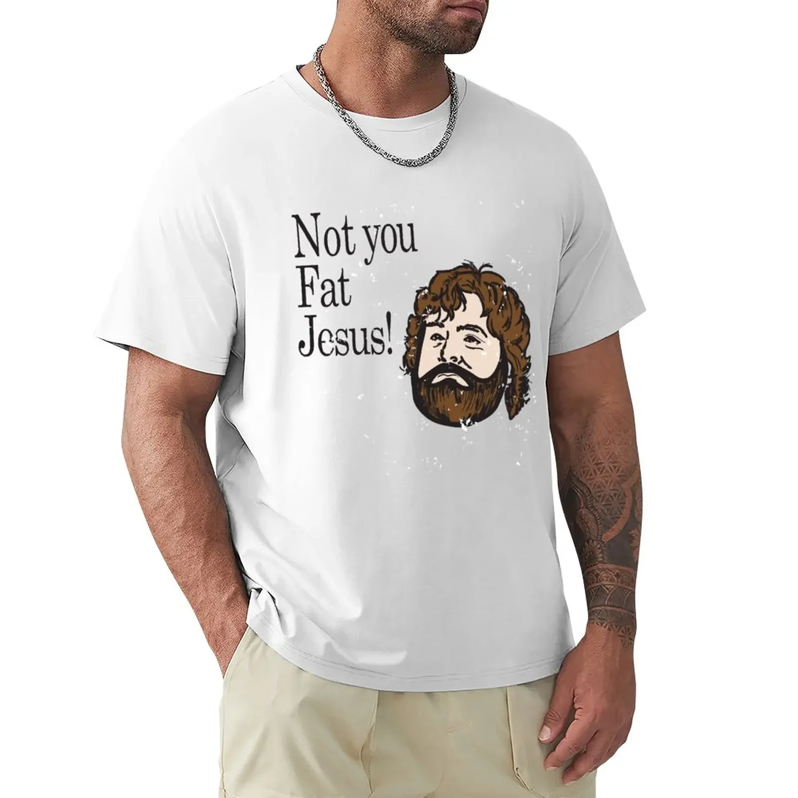Non Tu Fat Jesus! T-Shirt Ragazzi Animal Print Graphics Blanks Manica Corta Tee Mens T Shirt Graphic