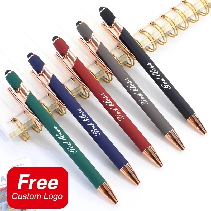 5Pcs Custom Logo Pen Rose Gold Personalized Carving Name Ballpoint Pens Student Teacher Gifts School Stationery Office Supplies 100 pcs transparent stickers stickers wedding supplies decals logo eyelash stickers personalized custom name 3cm