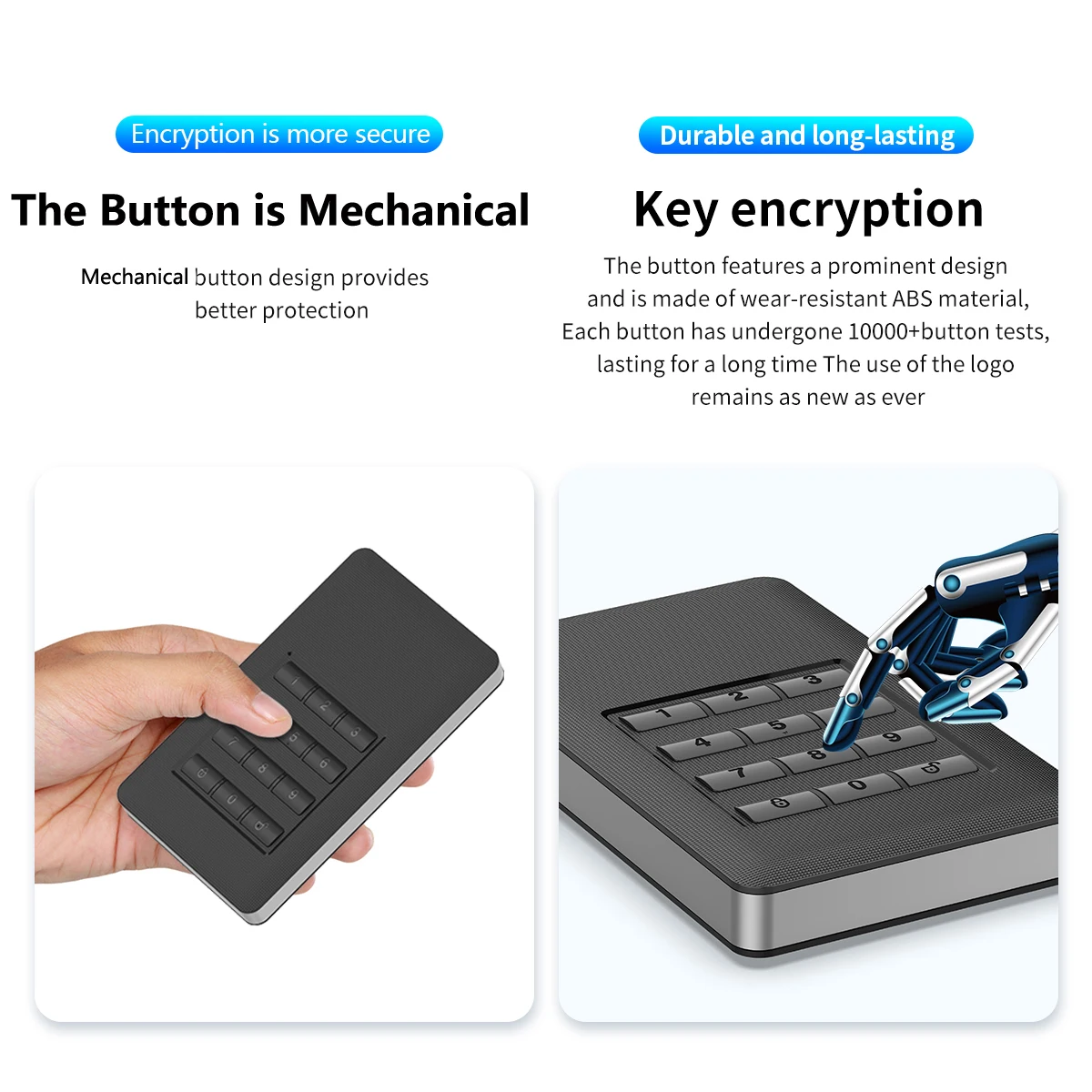 HDD 박스 AES-256 군용 하드웨어, 새로운 칩 암호화 SATA II to USB3.0, 나사 없는 HDD 인클로저 SSD 케이스, 2.5 인치 하드 디스크용