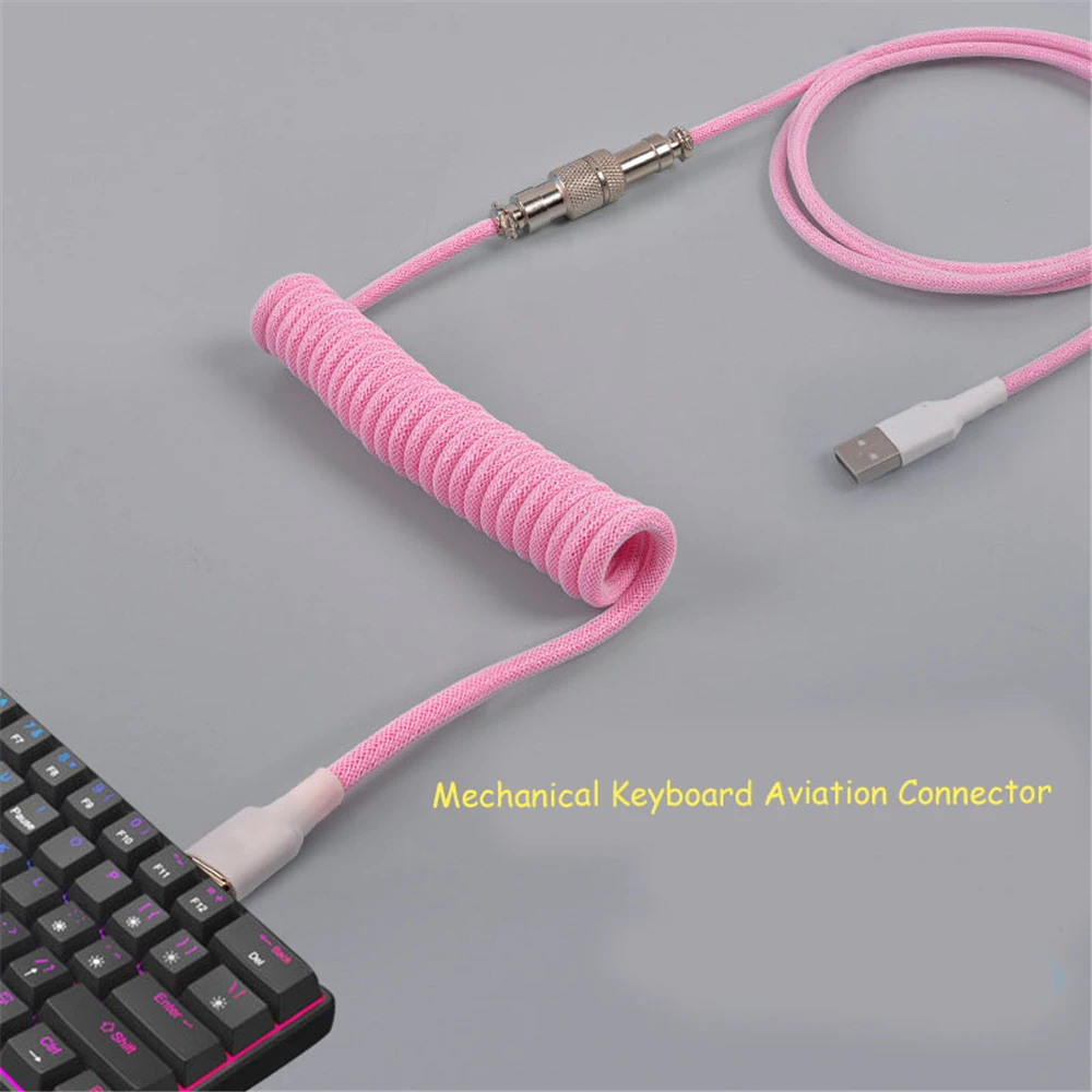 

Coiling Mechanical Keyboard Aviation Connector Type-C USB Keyboard Type C USB Cable Mechanical Keyboard Coiled Aviator Wire 1.5m