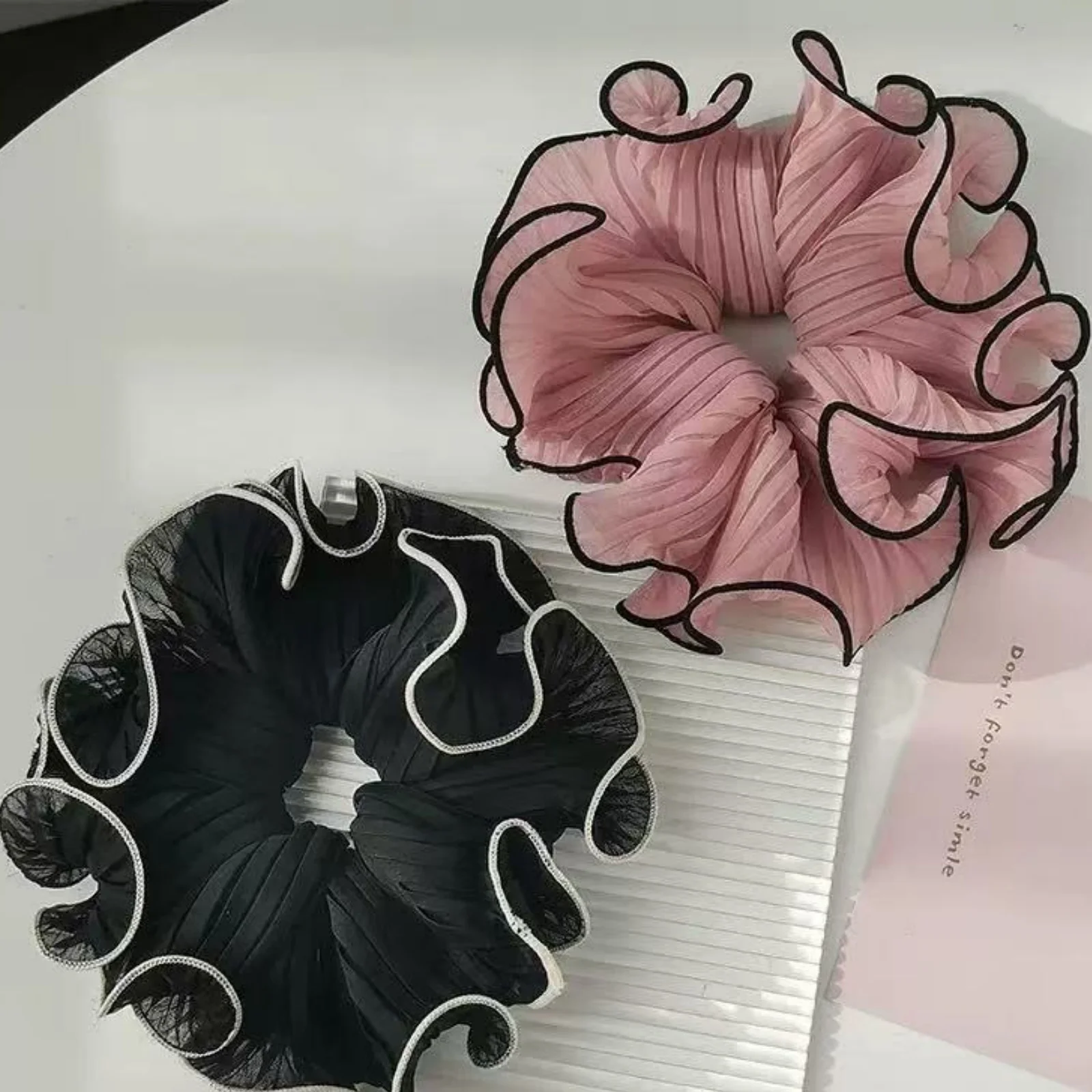 1/4Pcs New Korean Retro Folded Chiffon Oversize Scrunchies Women Sweet Temperament Fashion Exaggerated Hair Band Hair Accessorie