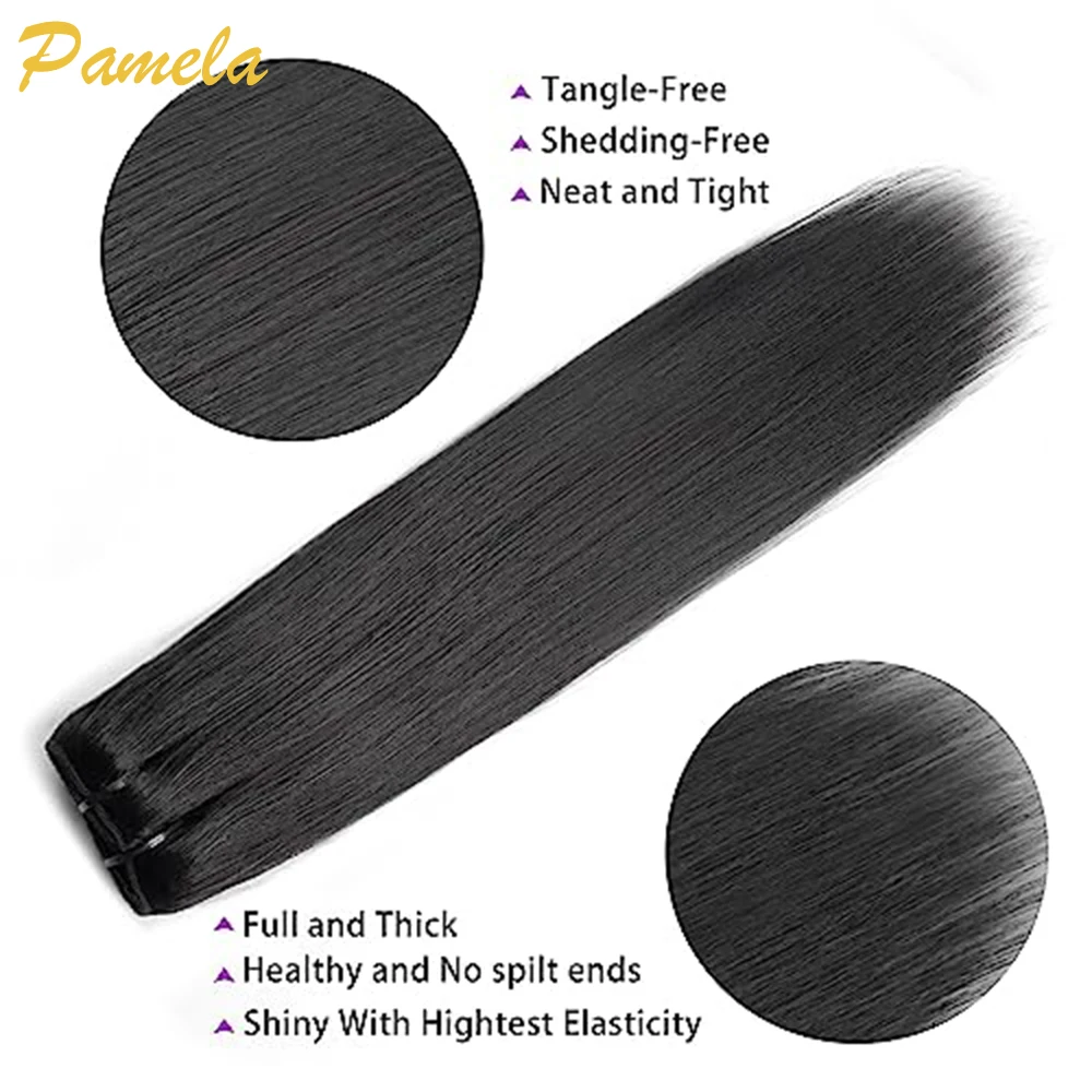 Yaki Straight Clip in Hair Extensions For Women 100% Human Hair Clip Ins Yaki Straight Clip on Hair 8pcs Per Set 120G
