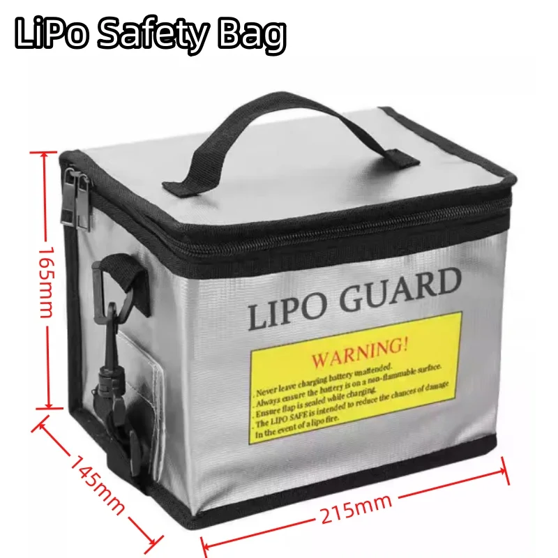 Sac ignifuge pour batterie LiPo - Avec ou sans sangle - 215x145x165mm
