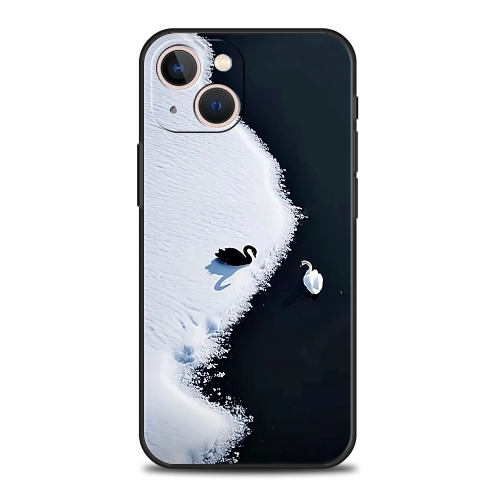 Elegant White Swan Design Shockproof Phone Case Cover with Soft TPU Shell