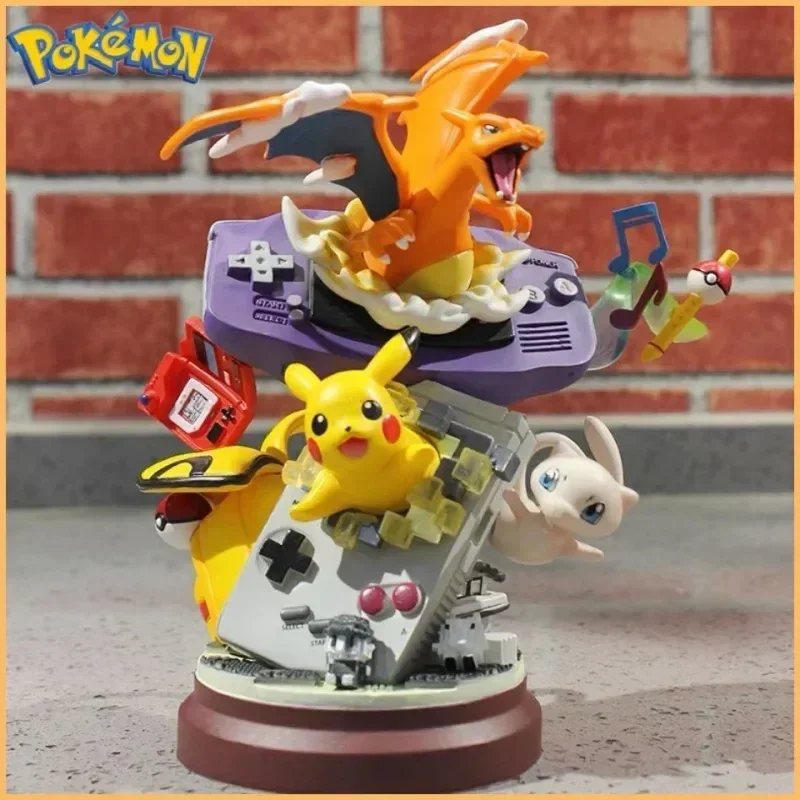 

Pokemon Pikachu Action Figure Toys Anime Resin Station Gameboy Pika Mew Charizard 19cm Doll Model Pvc Ornament Toy Gift