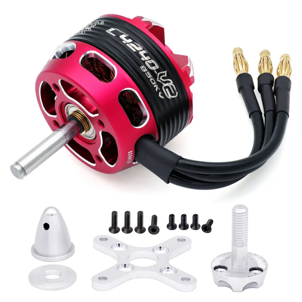 Moteur brushless RC C4260 monté sur support, vue de dessus montrant les aimants internes