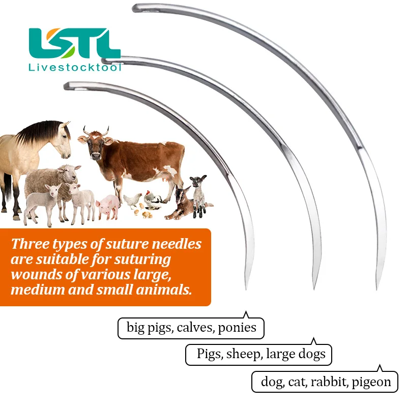 Veterinary Suture Needle Surgical Needle Pig Cattle Sheep Poultry Beast Medical Tool Veterinary Equipment Livestock Tools 10 Pcs veterinary needle