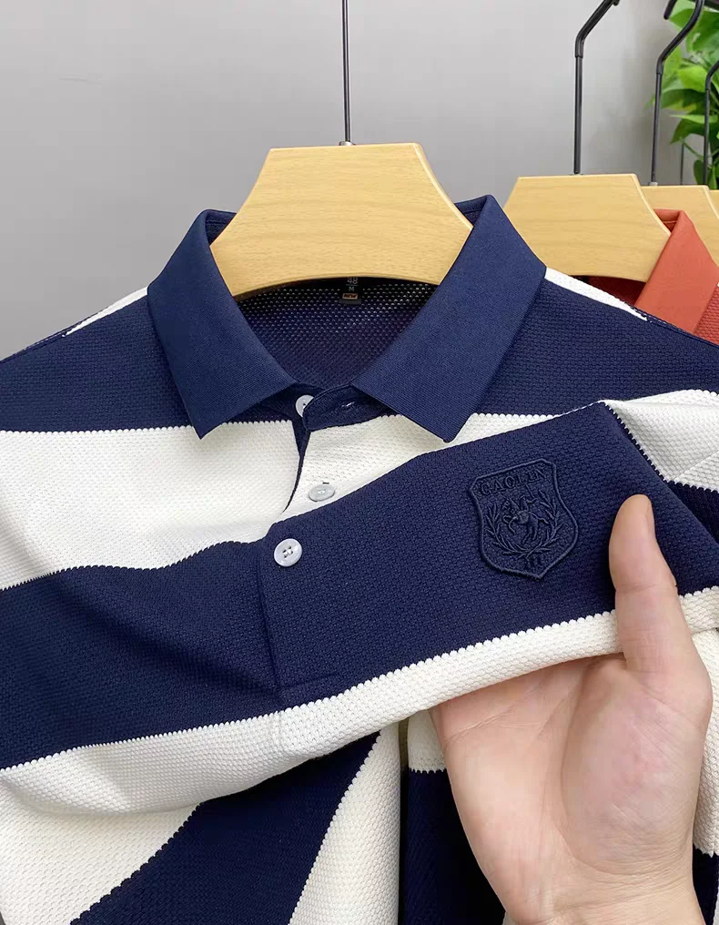 Luxury brand badge embroidered men's short sleeve polo shirt fashion wide stripe color blocked summer breathable casual T-shirt 24 S8611eaf3575741568349300aac5573dbH