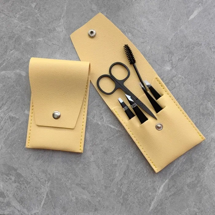 High-quality stainless steel eyebrow grooming personal care kit beauty set four pieces five pieces eyebrow scissors eyebrow trimming brush