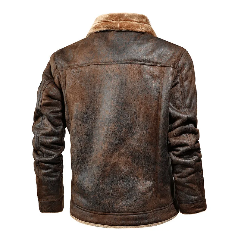 2024 Men's Autumn and Winter New Oversized Plus Velvet Thick Leather Jacket Youth Fashion PU Leather Jacket Coat Size M-4XL