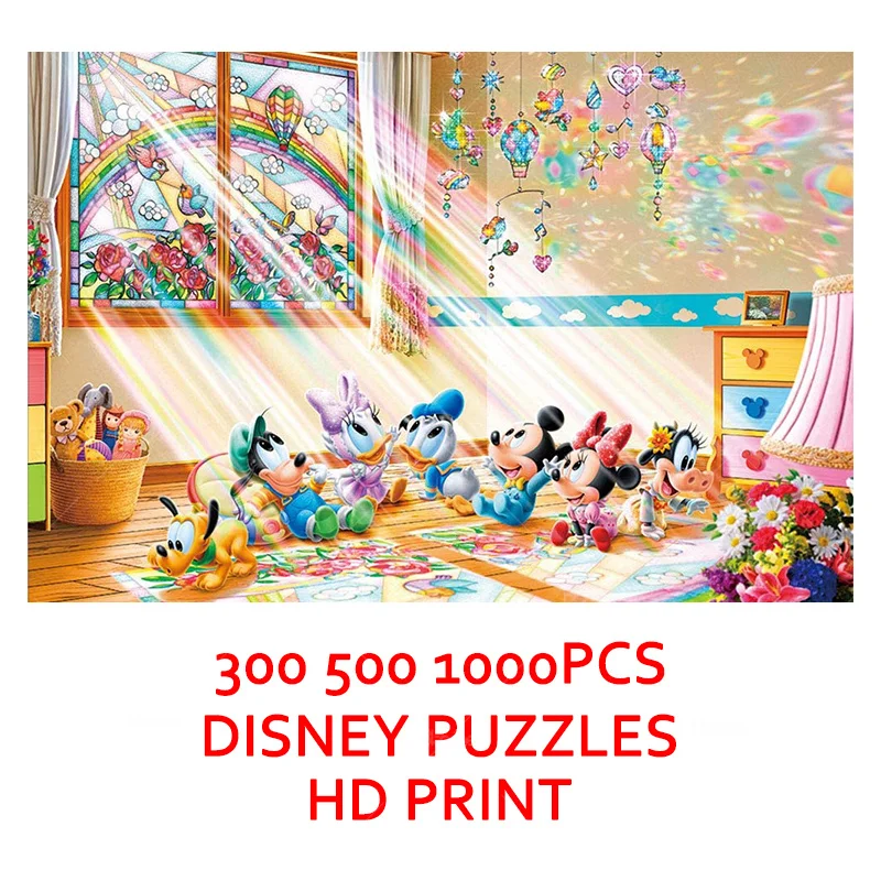 

Disney Baby Mickey Mouse And Friends 300 500 1000PCS Puzzle Colorful kindergarten Image Paper Jigsaw For Kids Teens Friend Gift