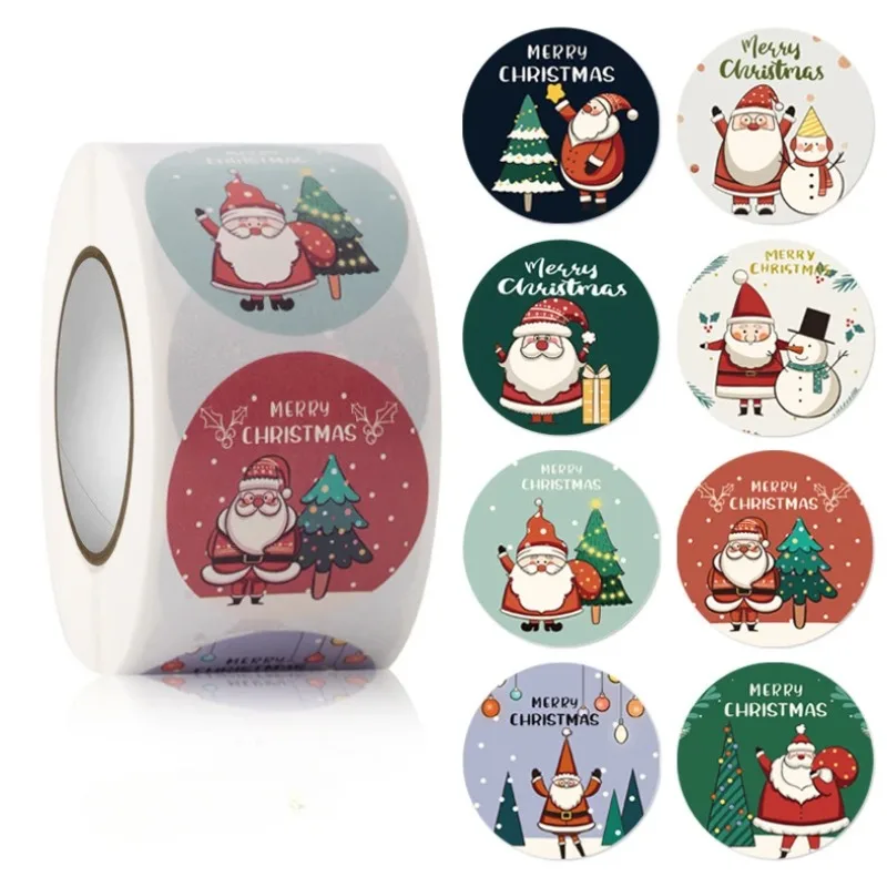 500pcs Cute Santa Claus Christmas Paper Stickers Self-adhesive Labels Holiday Decorative Sticker Party Decoration Supplies 500pcs roll christmas label stickers self adhesive charming christmas present labels festive gift tags sticker holiday decor