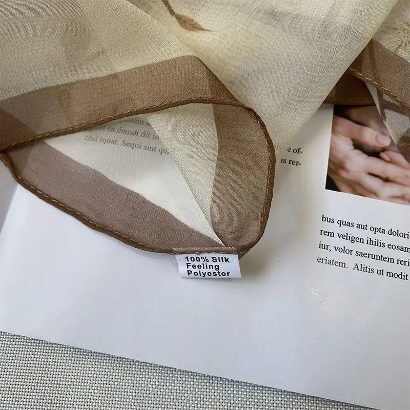 Modischer Luxus Leichtgewichtiger Seidendruck-Schal Damen Aprikosen-Blumen Seiden-Turban Kopftuch Femme Wickeltuch Foulard für Tägliches Tragen – Detail 4