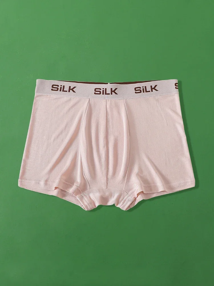 100% mulberry silk underwear men's summer breathable comfortable four corners loose large size short shorts TP108 3