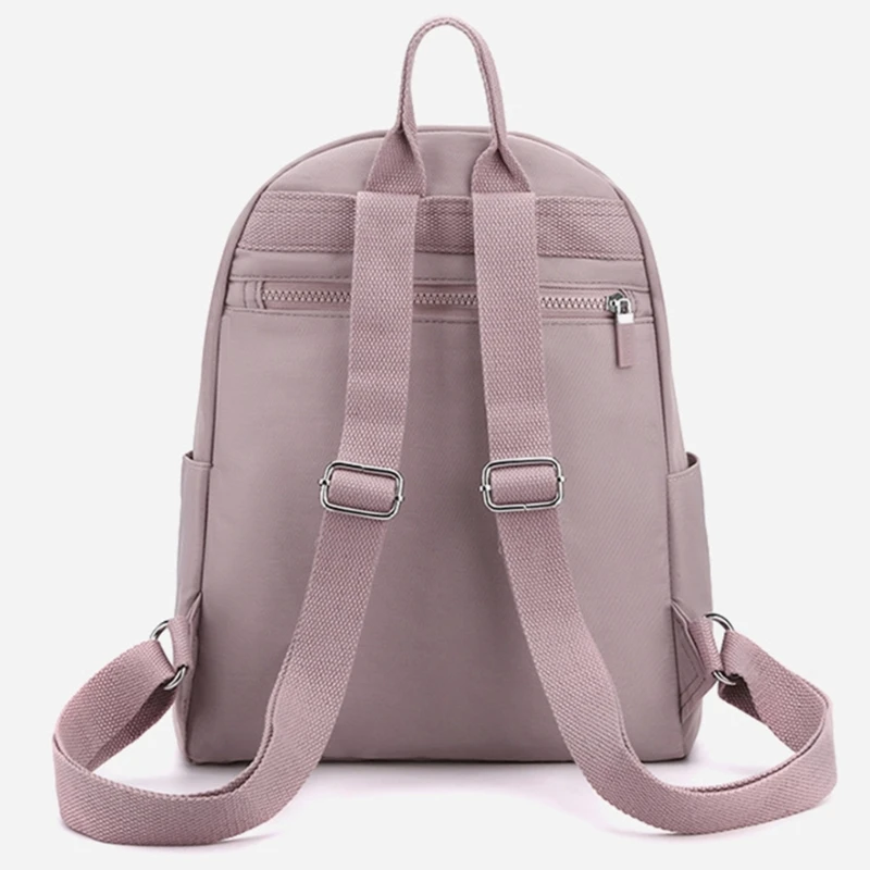 Ergonomic Shoulder Straps Nylon Backpack Solid Color Bag for Students Commuters