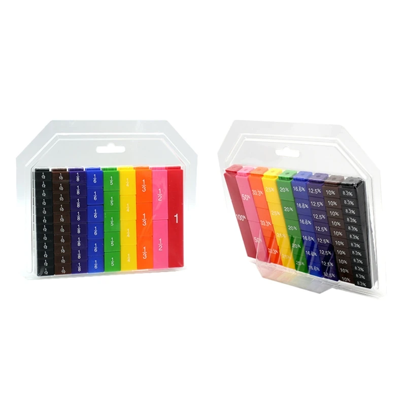 8.7x7.5x2" Math Fraction Tiles Primary School Kids Early Educational Study Toy Brain Training Necessary Math Tool