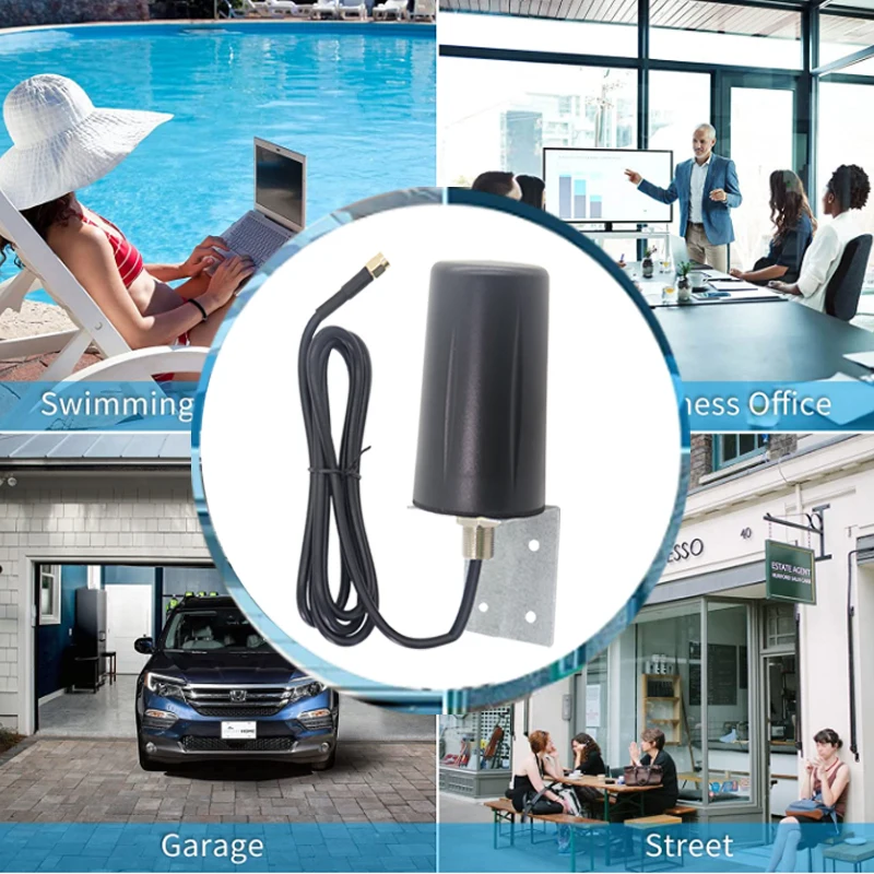 5G 4G 3G GSM TS9 커넥터 안테나 IP67 방수 실외/실내 LTE WiFi 옴니 15dbi 신호 증폭기 (3m 케이블 포함)