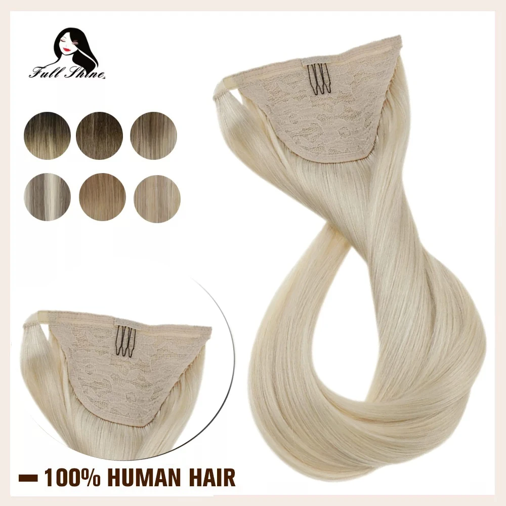 Human Hair Extensions Full Shine Ponytail 70g/80g for White Women