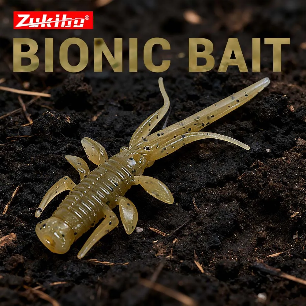 Zukibo 10pcs Soft Shrimp Fishing Bait Ned Rig Wobblers Floating Sinking Jig Lure