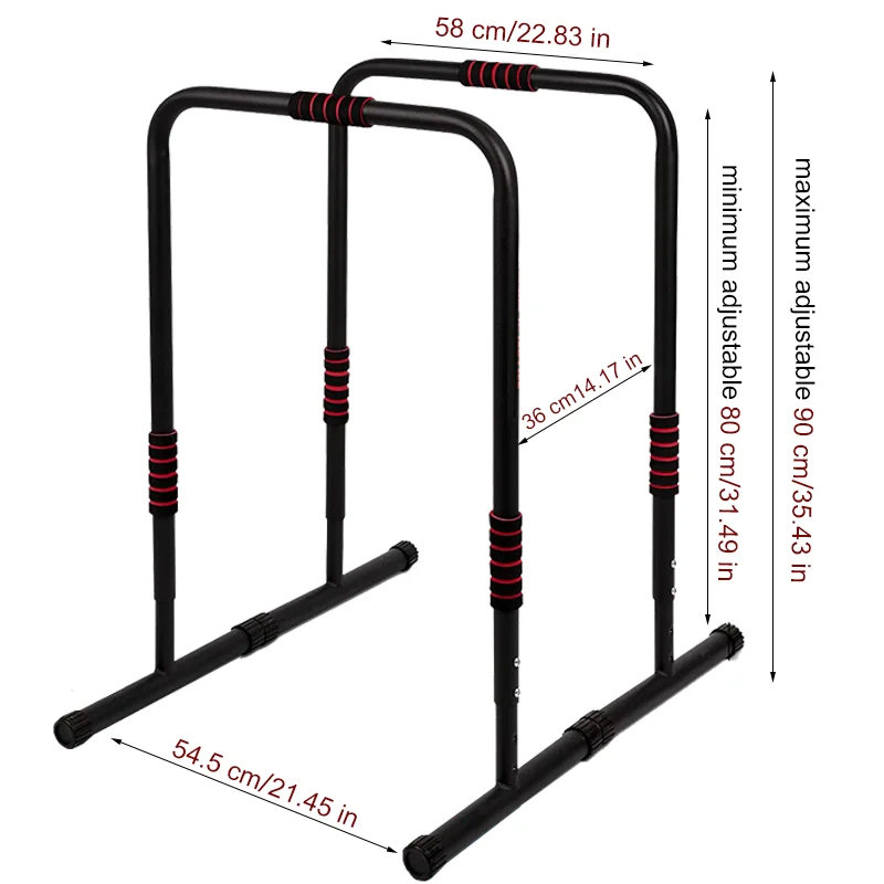 Home Gym Workout Adjustable Dip Stand Station Stabilizer Parallettes Push-up Pull-up Dip Bar