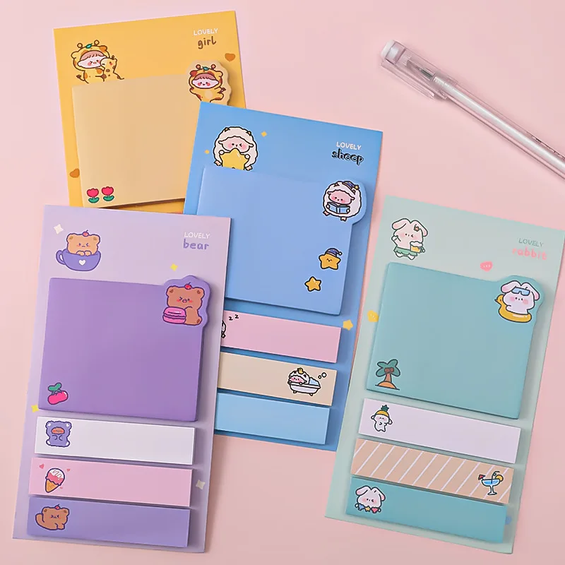 Cute Sticky Notes Self-adhesive Index Tabs Memo Pad To Do List Kawaii Notepad Diary Stationery School Supplies 25sheets creative translucent sticky note self adhesive annotation books notepad index tabs school stationery office supplies