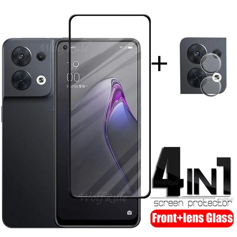 4 In 1 Per Oppo Reno 8 Vetro Per Oppo Reno 8 Vetro Temperato 9H Protezione Dello Schermo A Copertura Totale Per Oppo Reno 8 Pro Plus Vetro Dell'Obiett