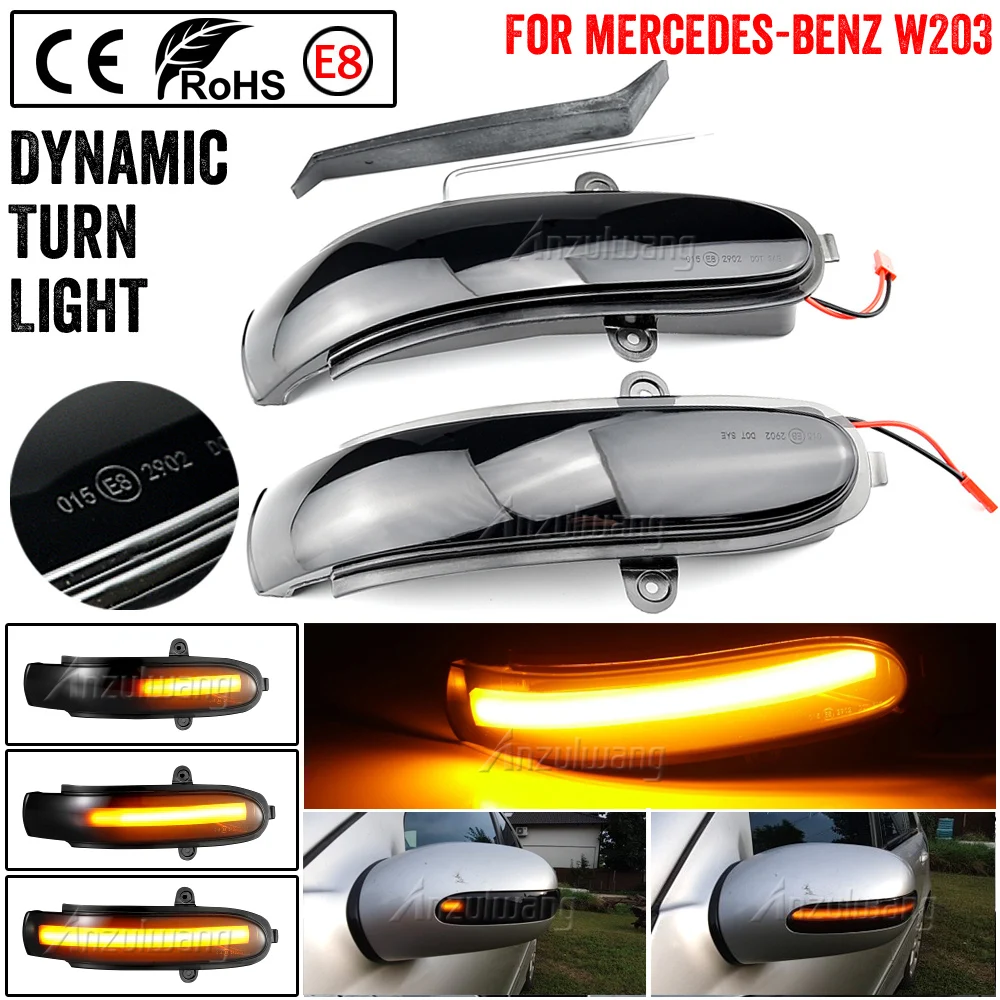 

2pcs Flashing Water Dynamic Blinker LED Turn Signal Side Mirror Light For Mercedes Benz C Class W203 W211 S203 CL203 2001-2007